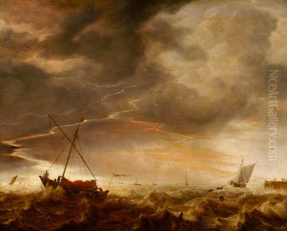 Storm at Sea Oil Painting by Simon De Vlieger