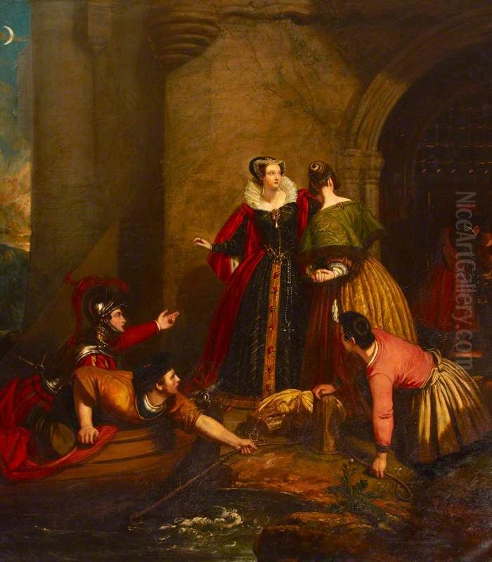 Mary, Queen of Scots (1542-1587) leaving Loch Leven on 2nd May 1568 Oil Painting by Edward Leahy