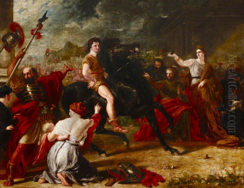 Alexander the Great (356 - 323 BC) taming Bucephalus Oil Painting by Benjamin Haydon