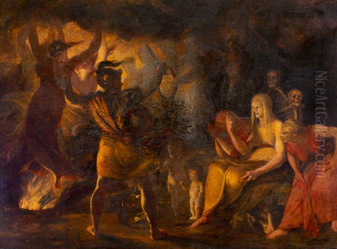 Macbeth and the Witches (from William Shakespeare's 'Macbeth') (unfinished) Oil Painting by Of Sir Joshua Reynolds