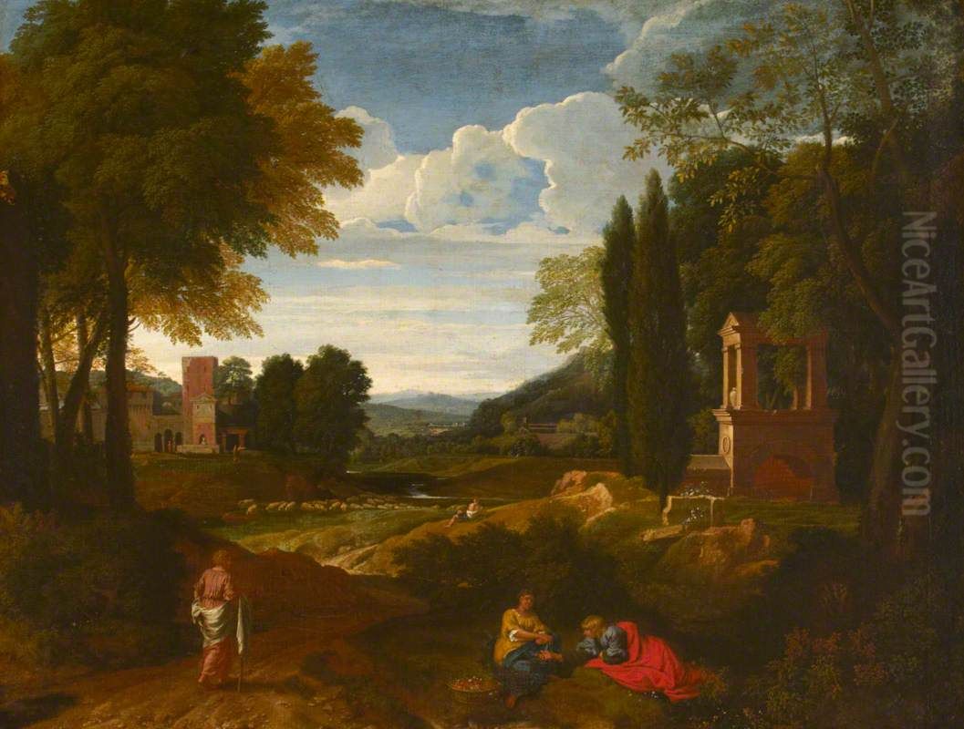 Italian Scene with a Shrine Oil Painting by Francisque Millet