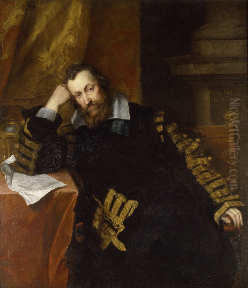 Henry Percy, 9th Earl of Northumberland, wearingChancellor's Robesand theGarter Ribbon. Oil Painting by Sir Anthony Van Dyck