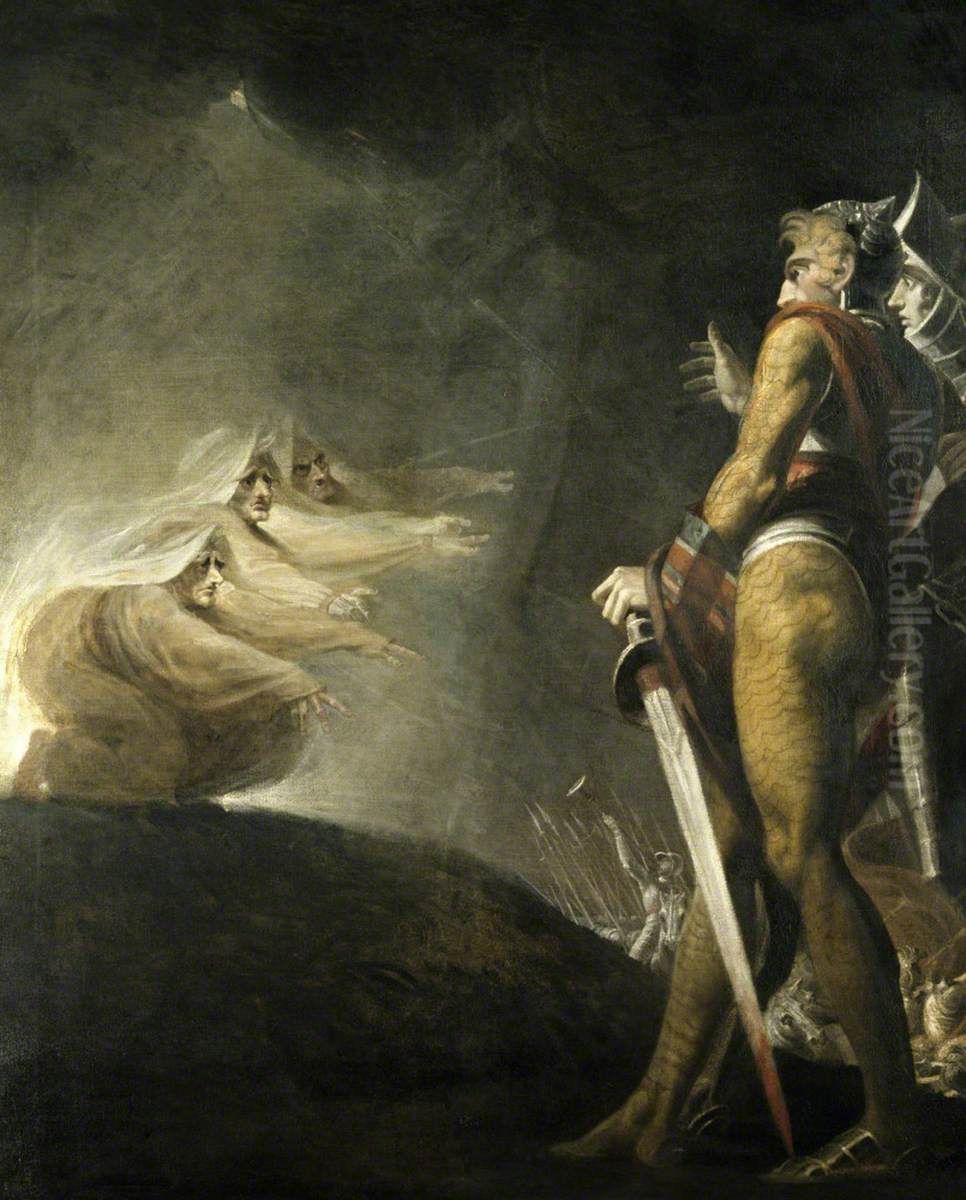 Macbeth, Banquo and the Witches (from William Shakespeare's 'Macbeth', Act I, sc.iii) Oil Painting by Henry Fuseli