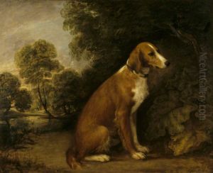A Setter seated in a Landscape
