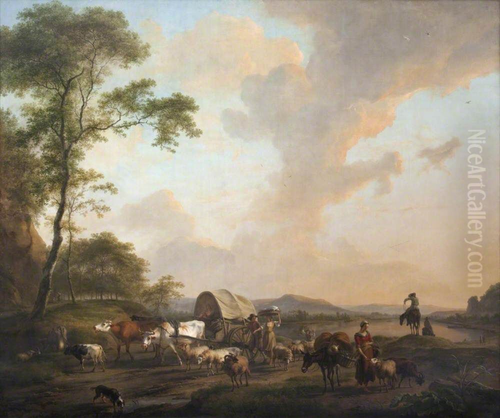 A Pastoral Scene Oil Painting by Balthasar-Paul Ommeganck