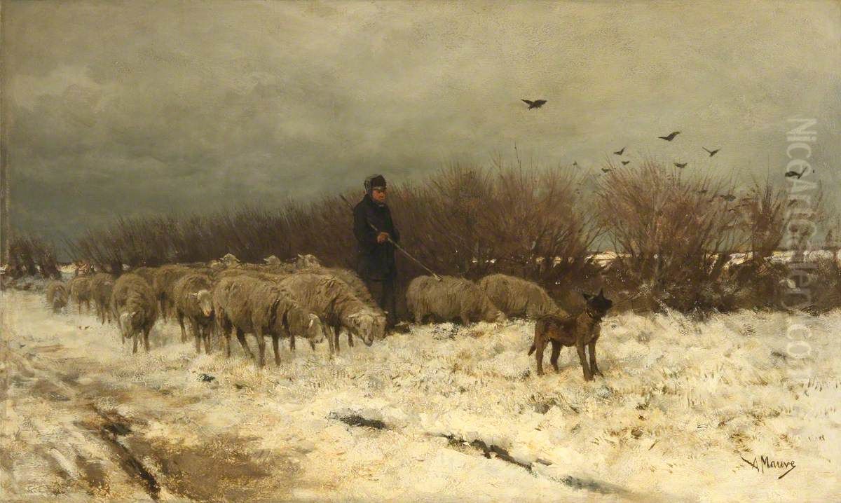 A Scanty Meal Oil Painting by Anton Mauve