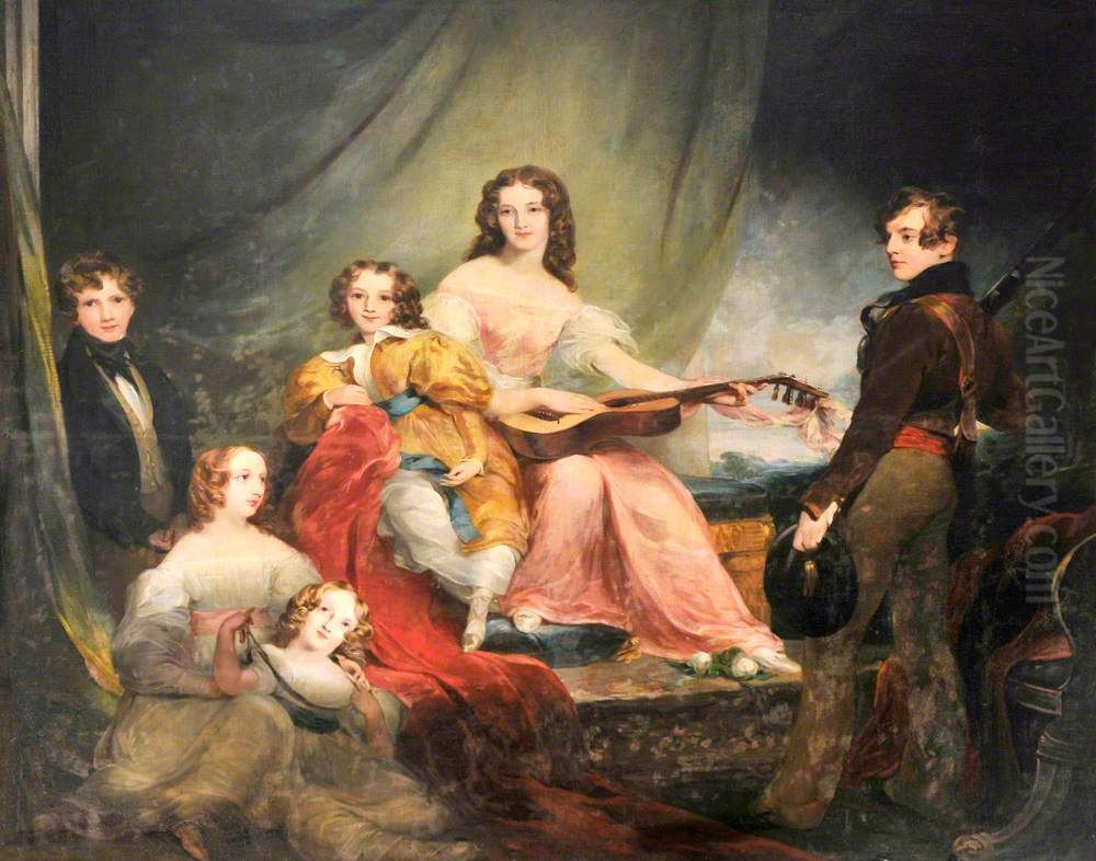 The Six Children of Charles John Herbert (1785-1823) and Louisa Middleton (1796-1828) Oil Painting by Richard Rothwell
