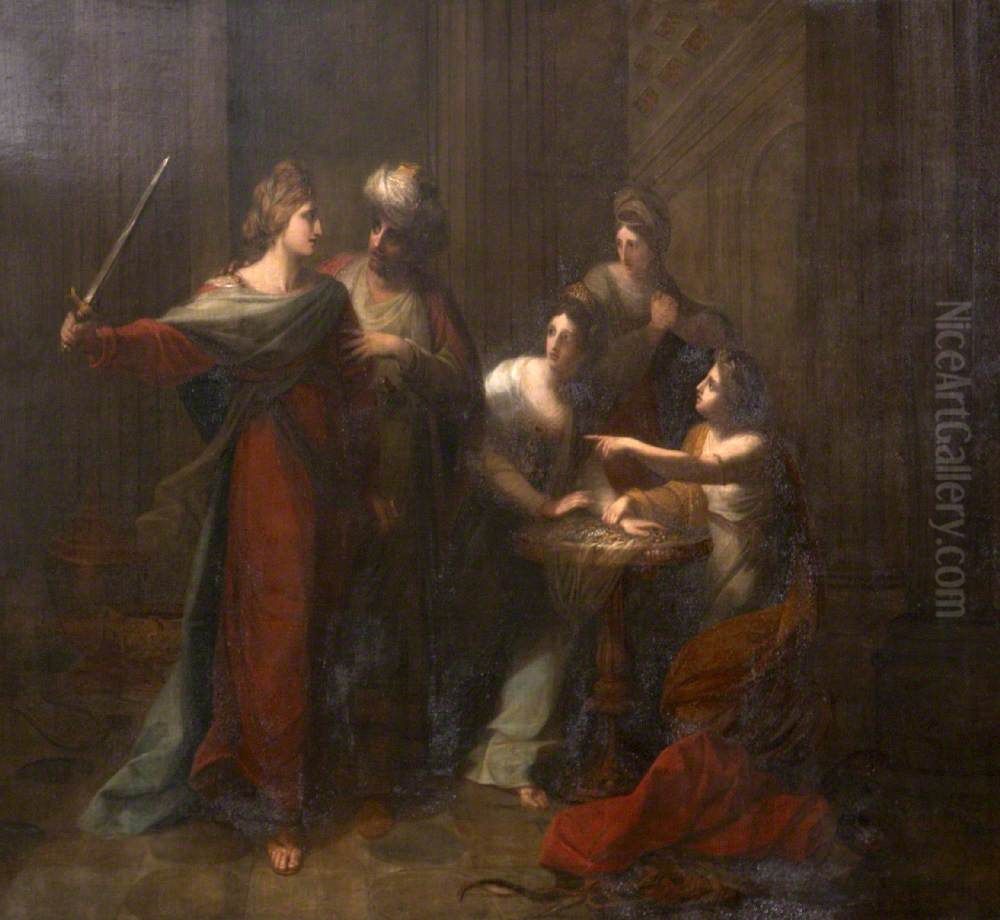 Interview of Edgar and Elfrida after her Marriage to Athelwold Oil Painting by Angelica Kauffmann