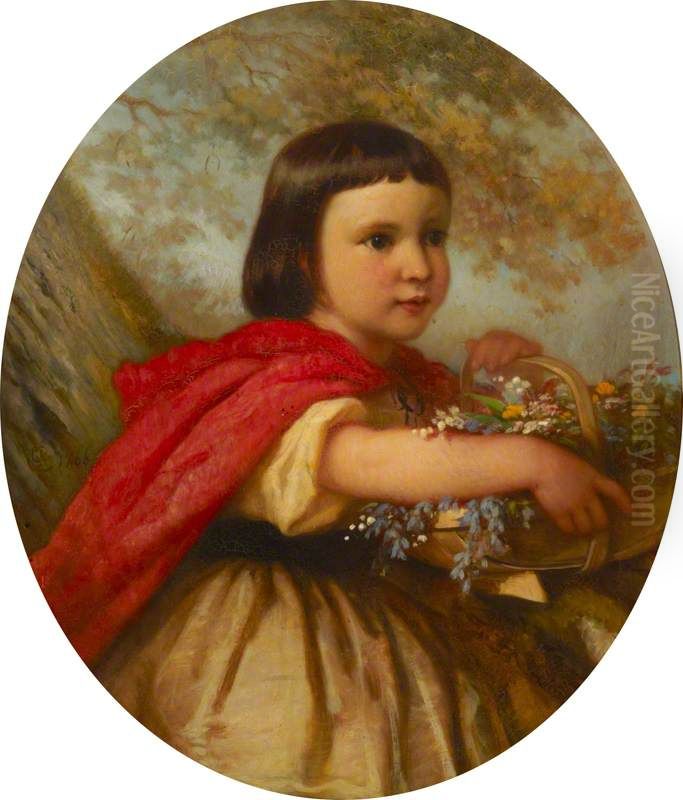 Gertrude Anne Hussey (1861-1921), aged 4 Oil Painting by Albert Ludovici, Sr.