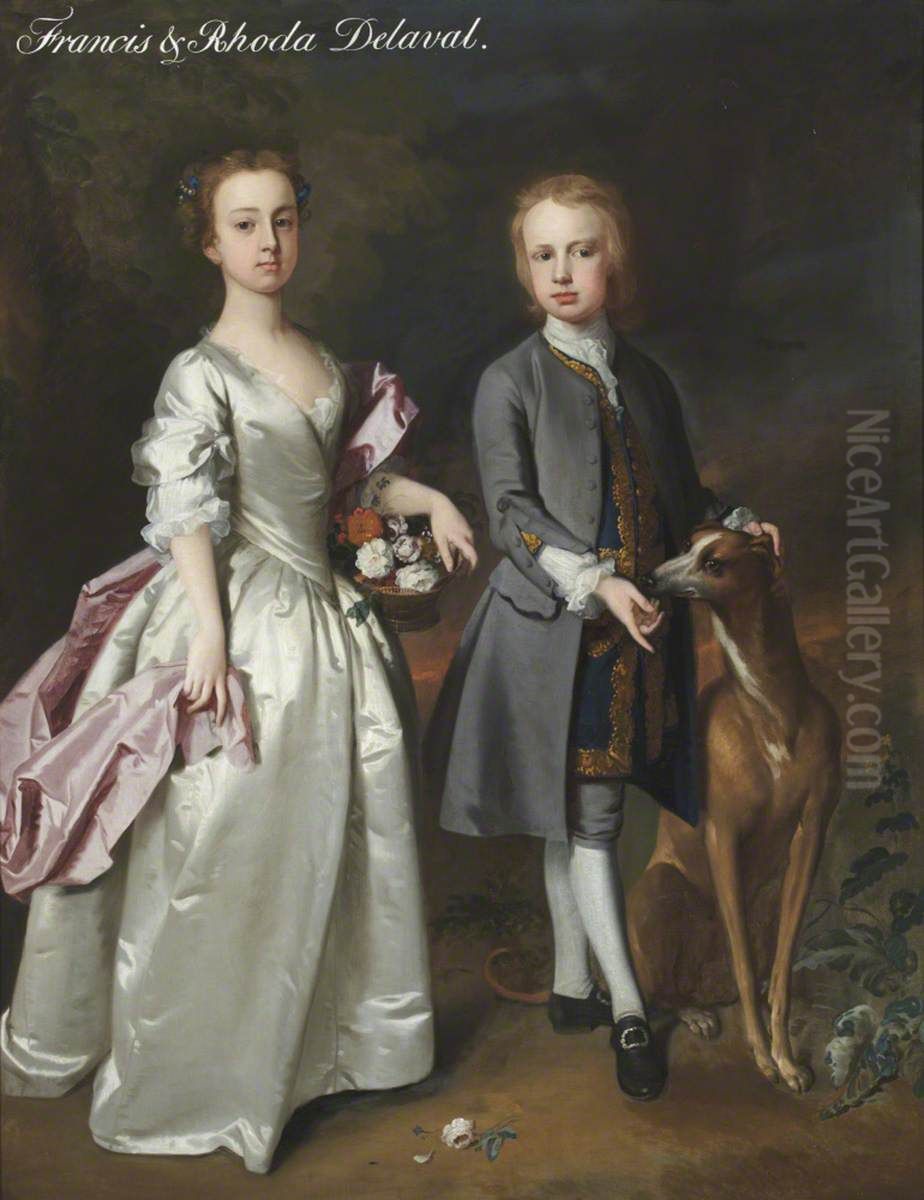 Rhoda Delaval (1725 - 1757) and her brother Francis Blake Delaval (1727- 1771), as children Oil Painting by Joseph van Aken