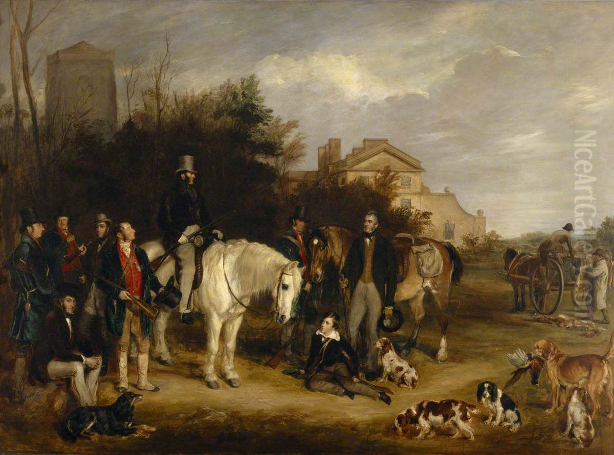 A Shooting Party at Ranton Abbey, Staffordshire Oil Painting by Francis Grant