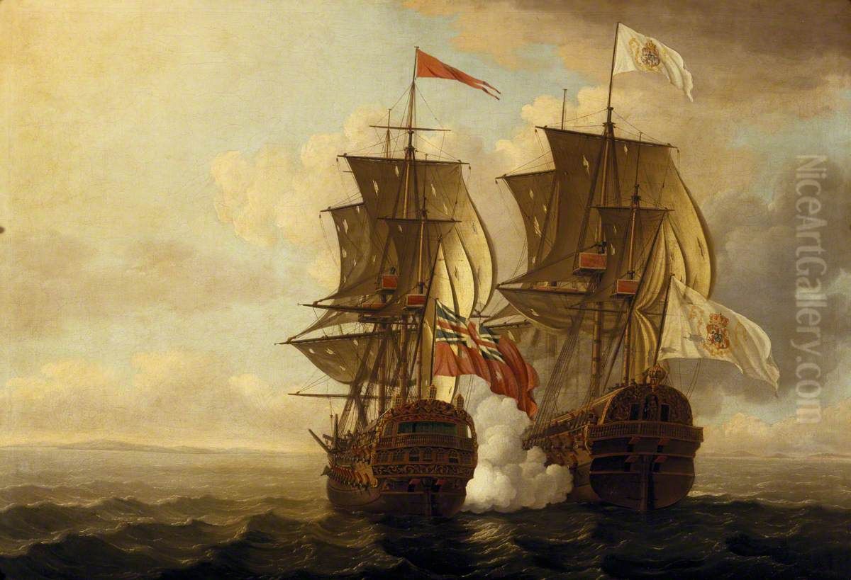 The Capture of the Spanish Galleon 'Nuestra Senora de Covadonga', 20 April 1743 Oil Painting by John Cleveley the Younger
