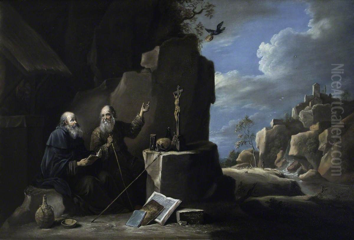Elijah and the Ravens (after Teniers) Oil Painting by Anne Margaret Coke