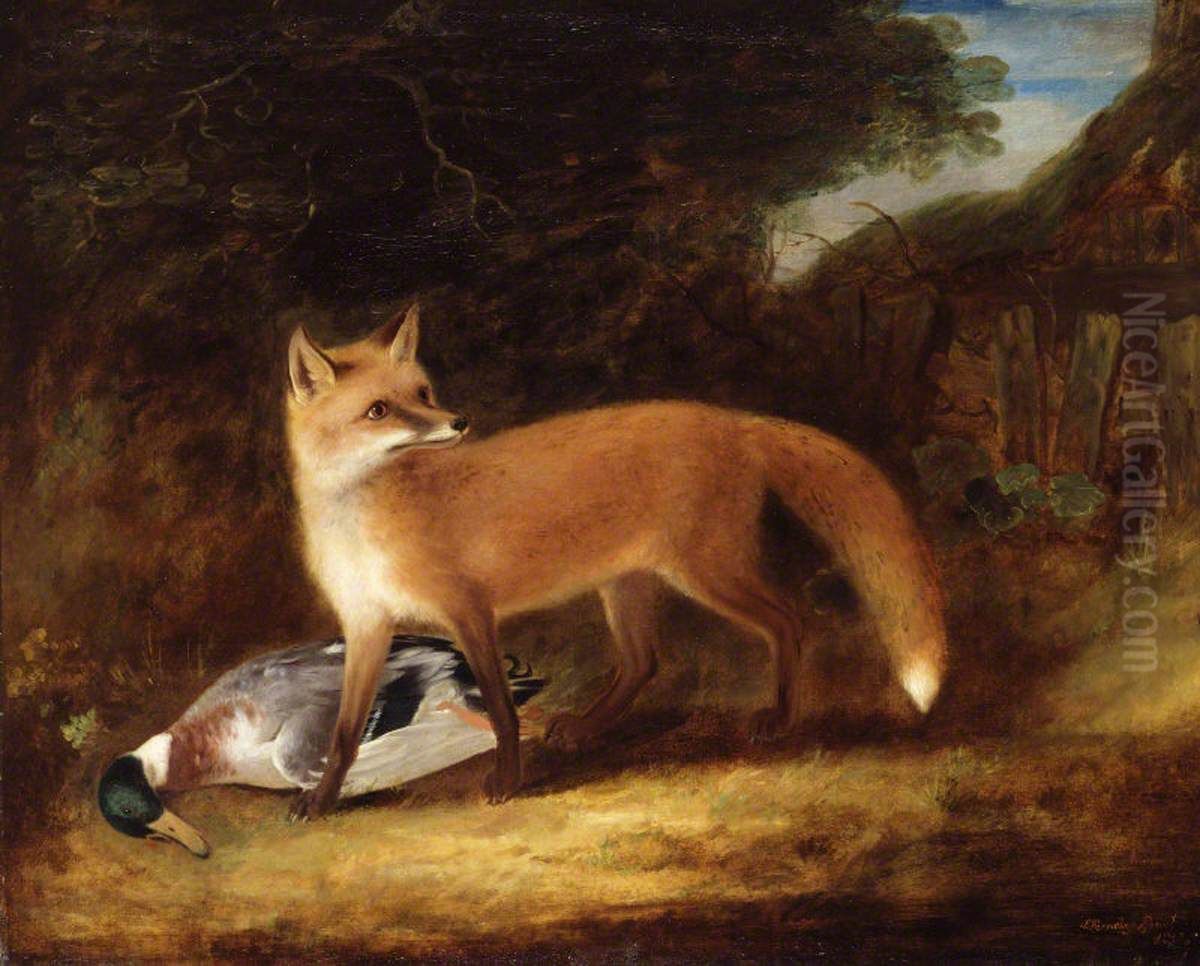 Fox and Duck Oil Painting by John Ferneley