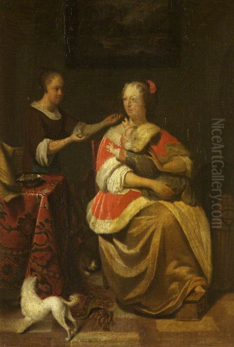 Interior with a Woman, Child and Maidservant Oil Painting by Richard van Bleeck