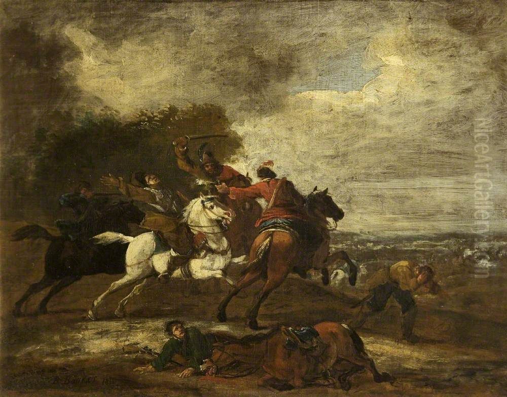 Travellers attacked by Robbers Oil Painting by Benjamin Barker