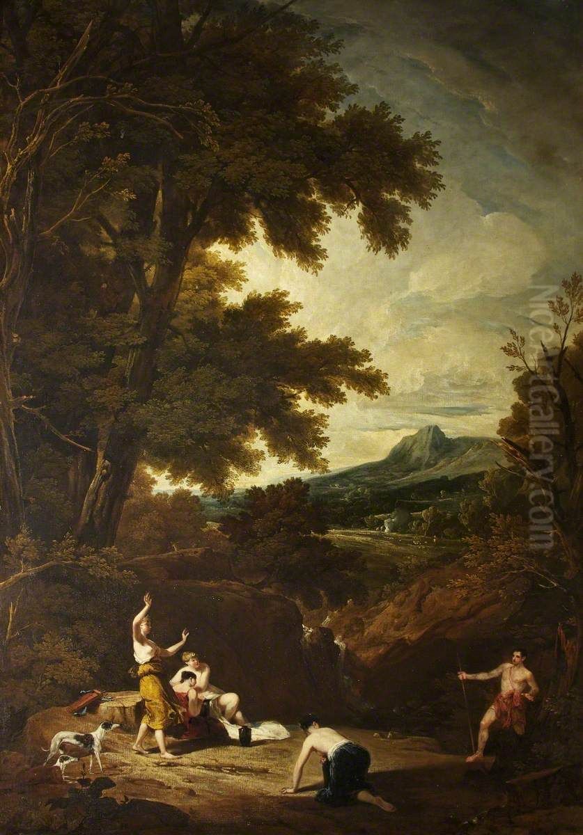 Classical Landscape  with Diana and Actaeon Oil Painting by Augustus Wall Callcott
