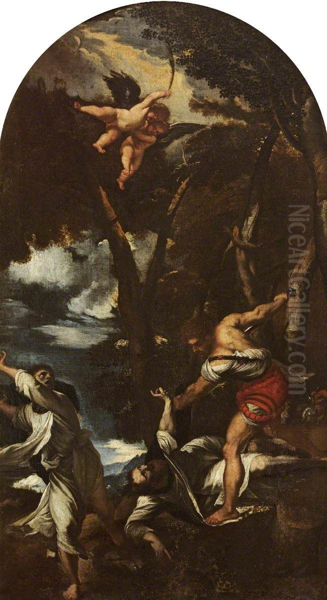 The Assassination of Saint Peter the Martyr (after Titian) Oil Painting by Pier Francesco Mola