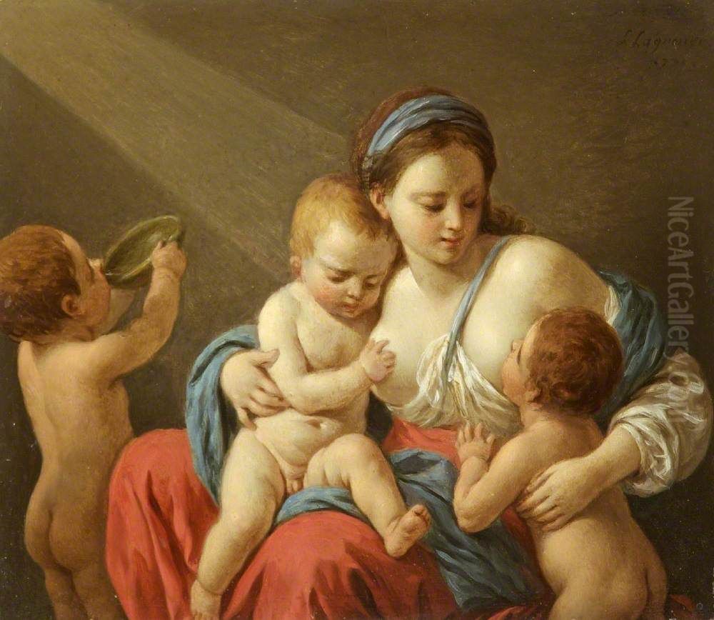 Charity Oil Painting by Louis-Jean-Francois Lagrenee