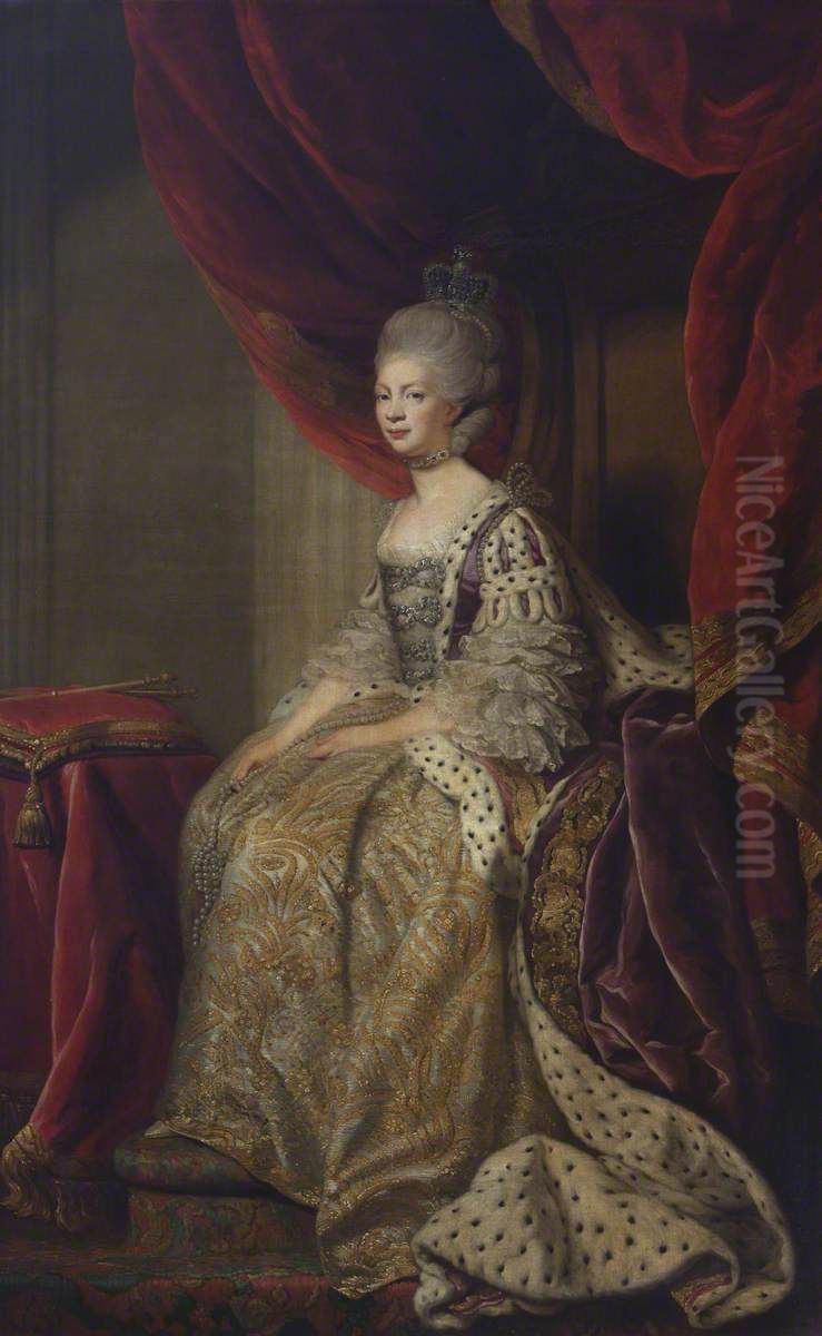 Charlotte Sophia of Mecklenburg-Strelitz (1744-1818) Oil Painting by Of Sir Joshua Reynolds