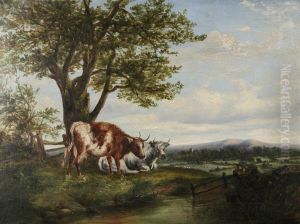 Highland Cattle by a Stream