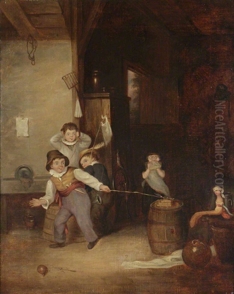 The Toy Prisoner being Shot in the School Room Oil Painting by Edward Bird