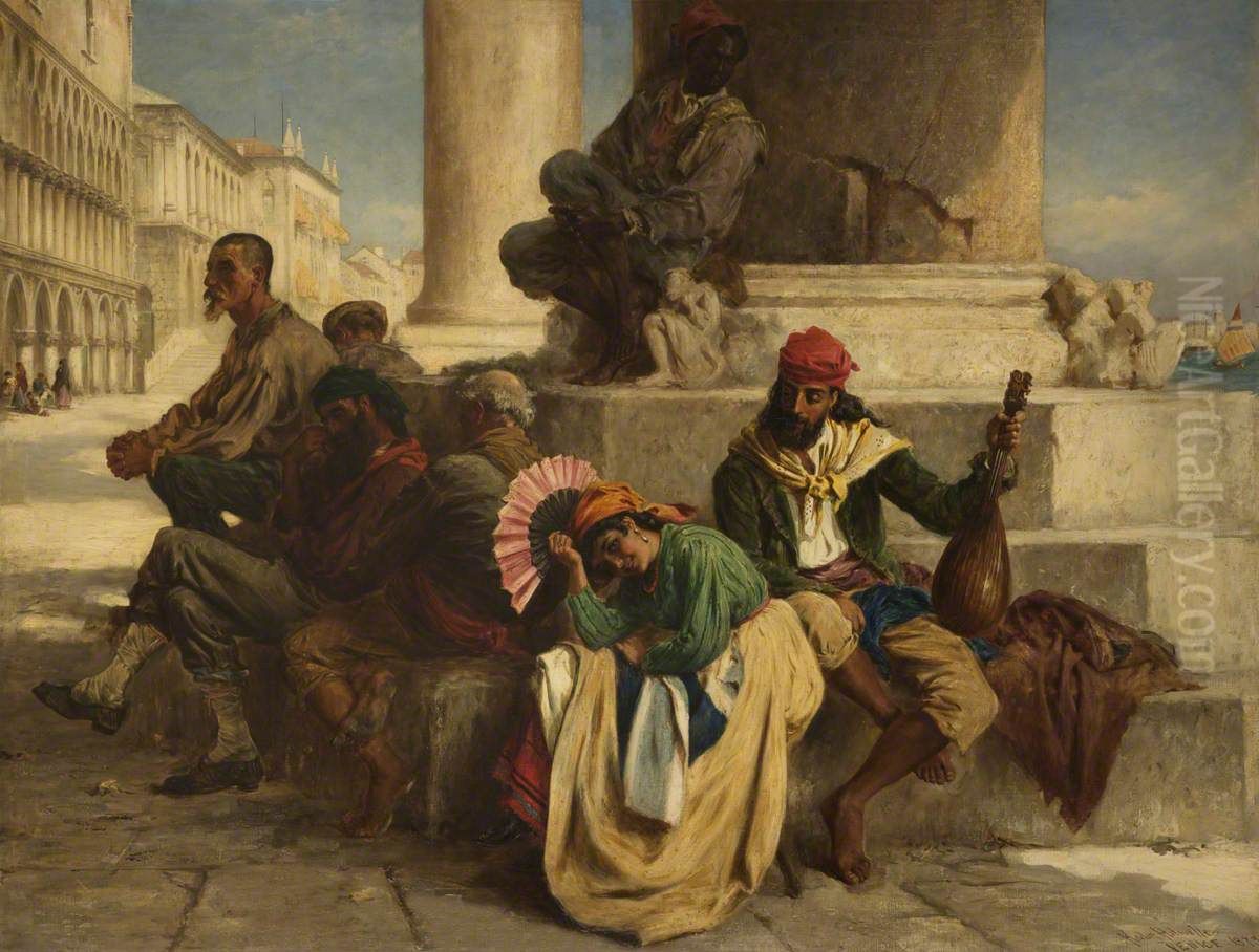 Under the Lion of St Mark's Oil Painting by Keeley Halswelle