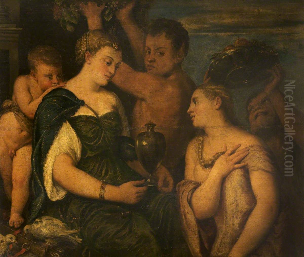A Variant of the D'Avalos Allegory (after Titian) Oil Painting by Alessandro Varotari