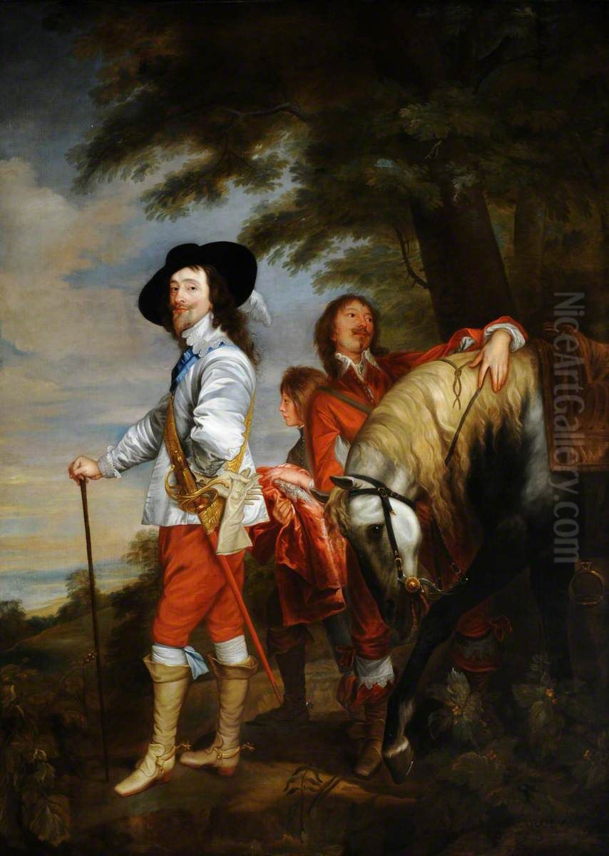 King Charles I (1600-1649) in the Hunting Field (after Van Dyck) Oil Painting by Charles Jervas