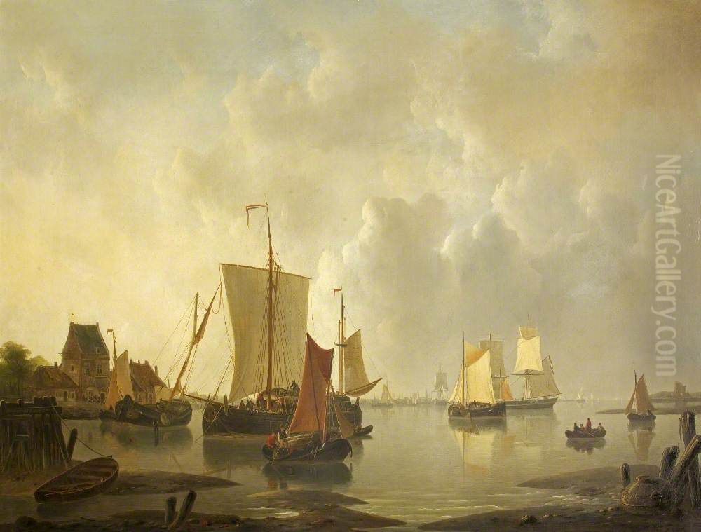 The Mouth of the Scheldt Oil Painting by Christiaan Lodewijk Willem Dreibholtz