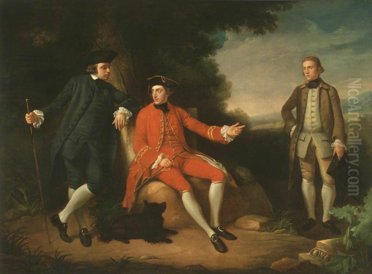 William Weddell (1736-1792), The Reverend William Palgrave (c. 1735 - 1799) and Mr Janson in Rome Oil Painting by Nathaniel Dance-Holland