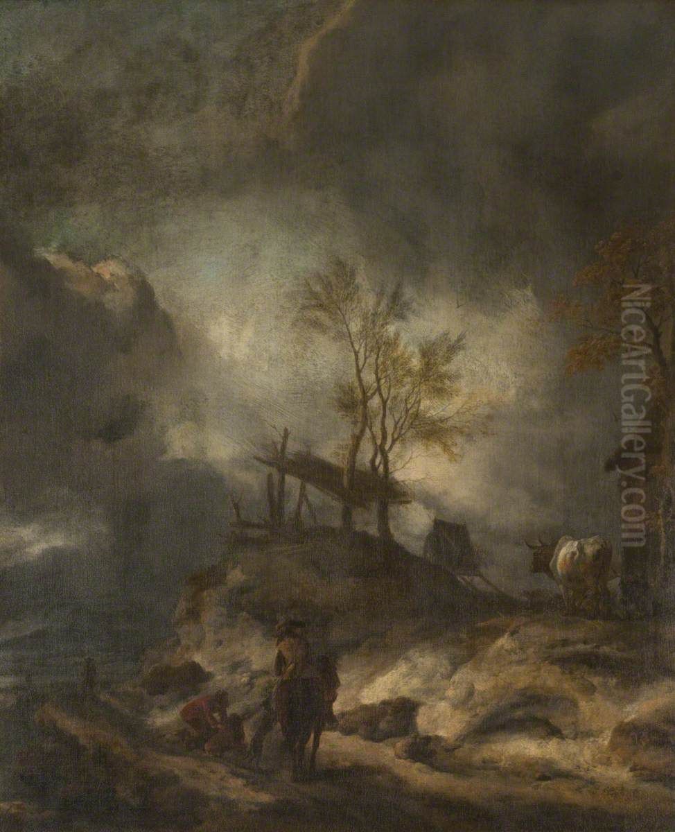 A Landscape with Dunes and Figures Oil Painting by Philips Wouwerman