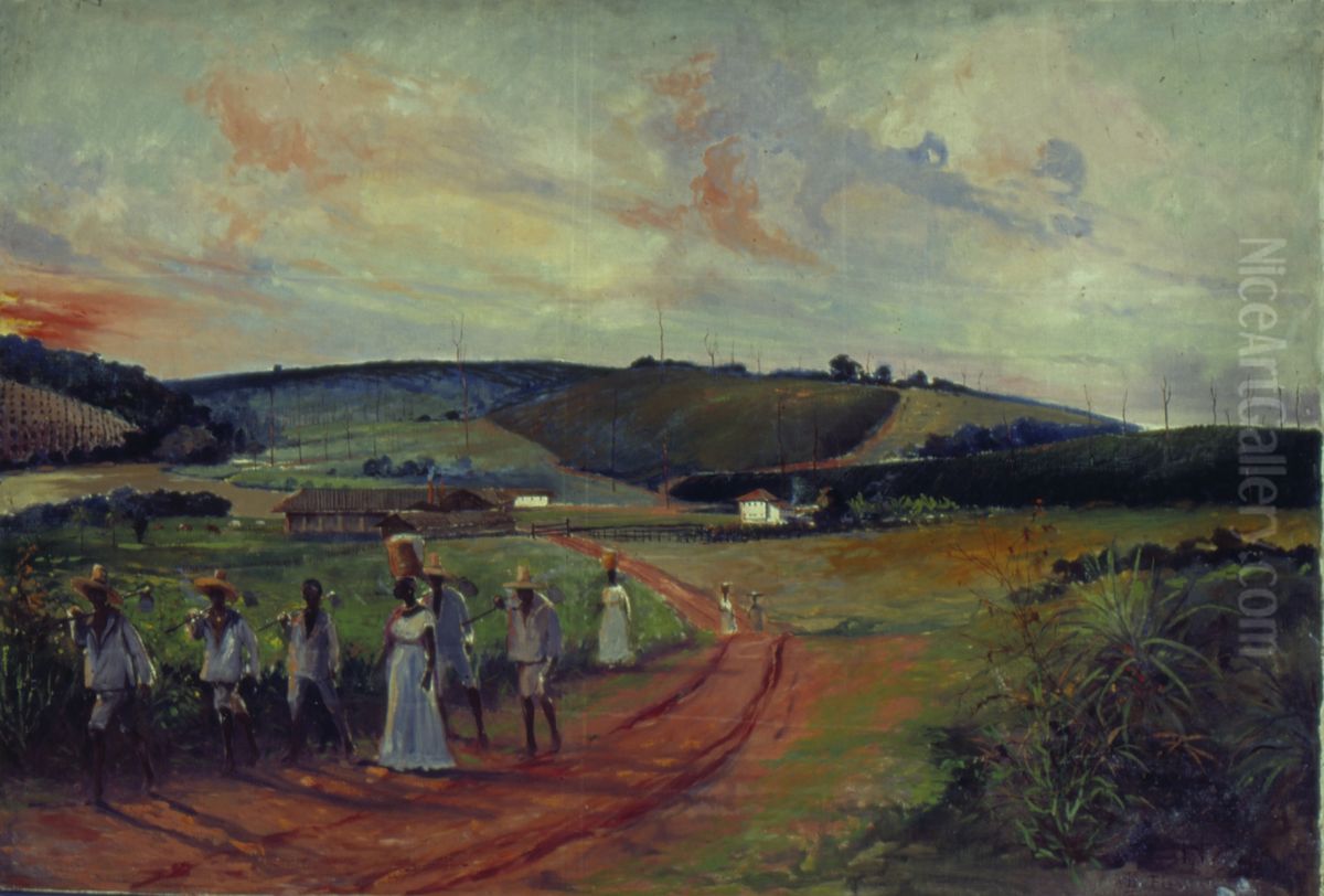 Volta do Eito - Fazenda Cachoeira, 1840 Oil Painting by Alfredo Norfini