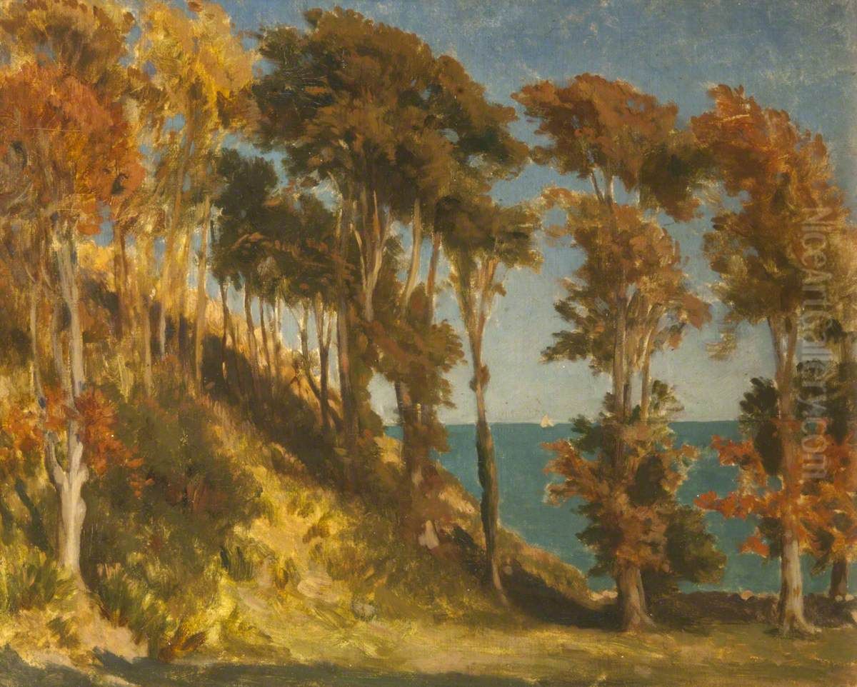 A Wooded Hill with the Sea beyond Oil Painting by Lord Frederick Leighton