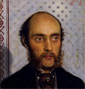 William Michael Rossetti (1829-1919) by Lamplight