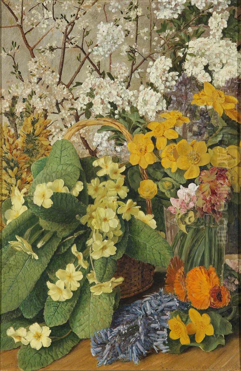 English Wild Flowers Oil Painting by William James Stillman