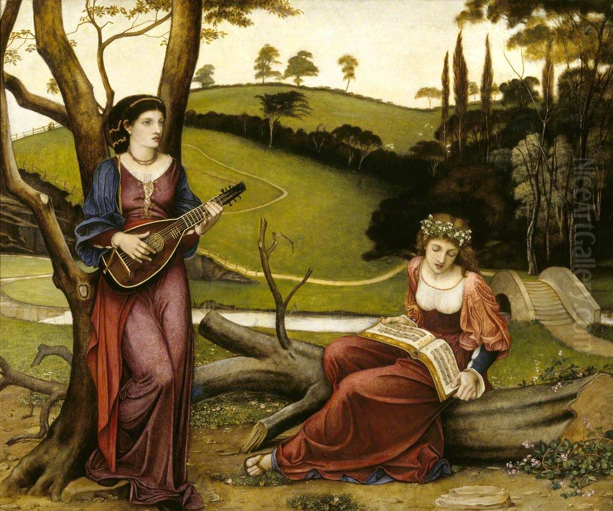 The Gentle Music of a Bygone Day Oil Painting by John Roddam Spencer Stanhope