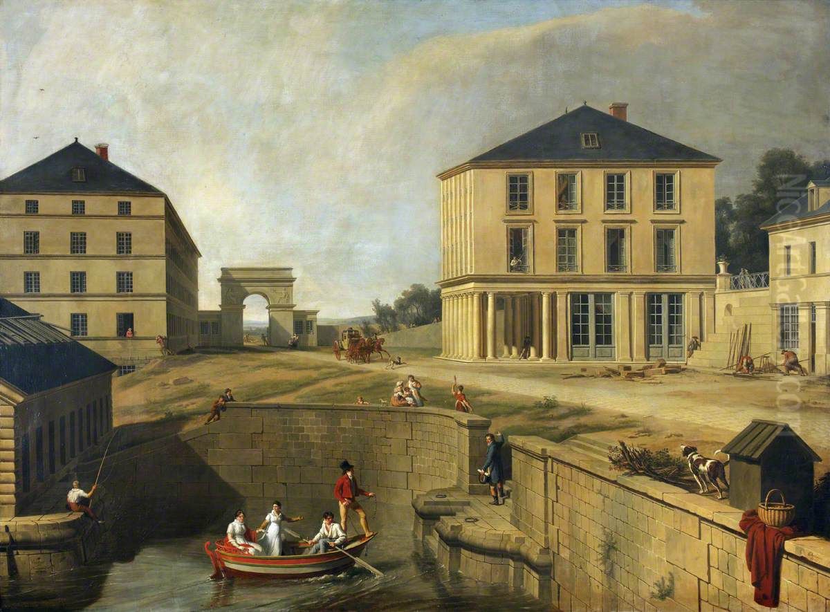 The Cotton Mill, House, and Wharf of Richard-Lenoir at Chantilly Oil Painting by Charles Thevenin
