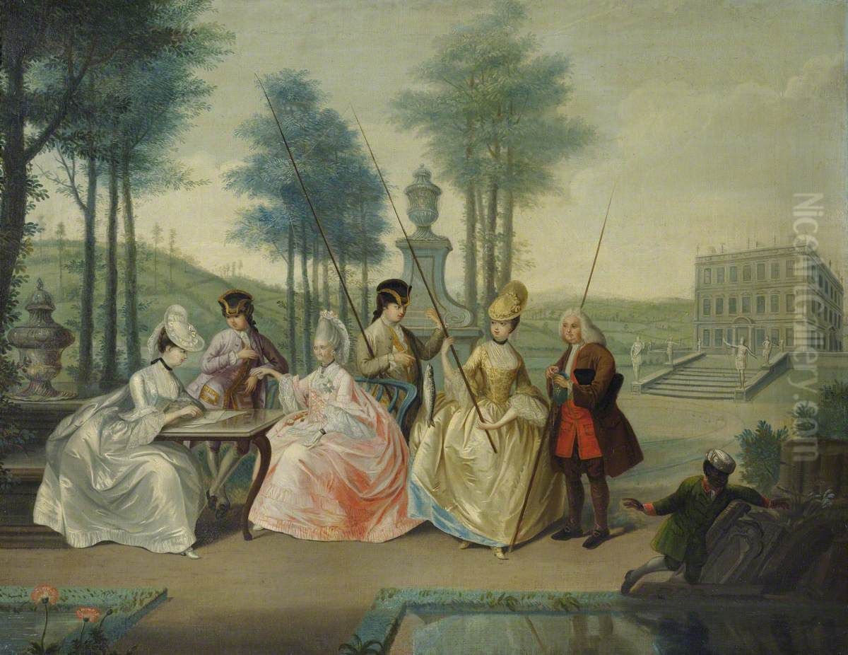 An Angling Party Oil Painting by Edward Smith
