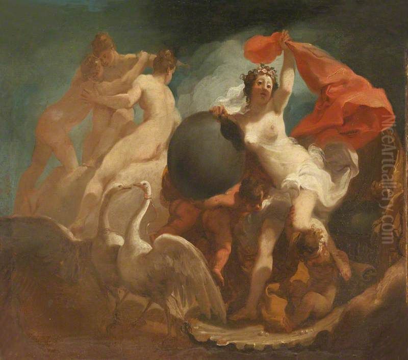 Venus descending from her Swan-drawn Chariot Oil Painting by Gaetano Gandolfi