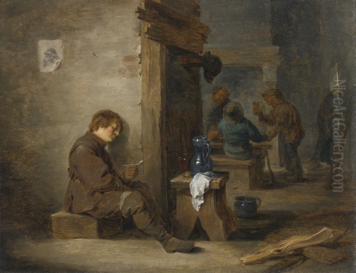 Peasants Smoking and Drinking Oil Painting by David Teniers the Younger