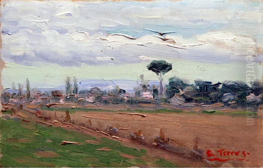 Paysage avec pin parasol Oil Painting by Etienne Terrus
