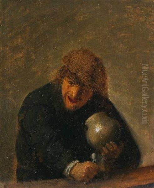 The Toper Oil Painting by Adriaen Brouwer