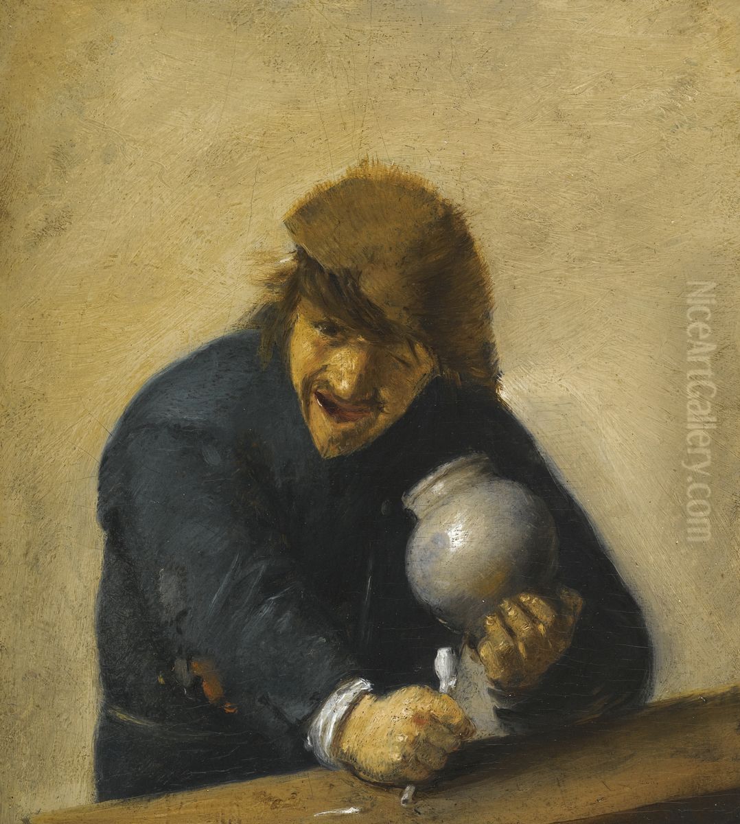 The Toper Oil Painting by Adriaen Brouwer