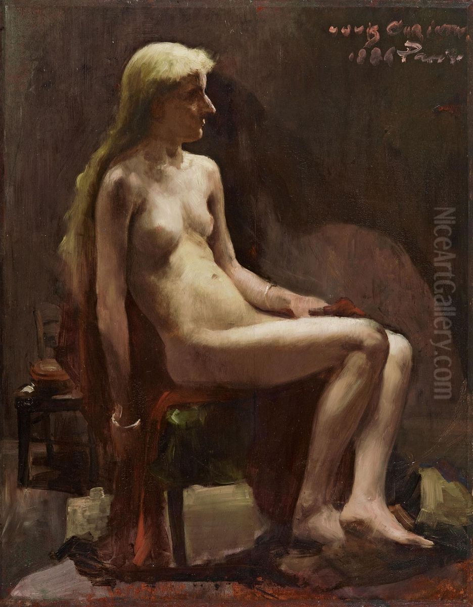 Sitting female nude Oil Painting by Lovis (Franz Heinrich Louis) Corinth