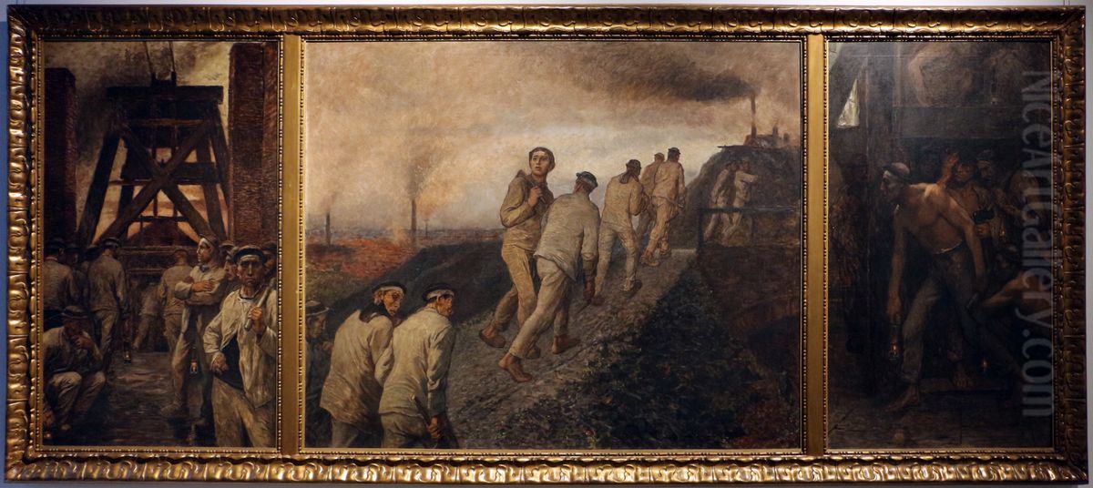 trittico della miniera Oil Painting by Constantin Meunier