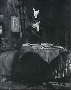 Lesende Dame am Tisch