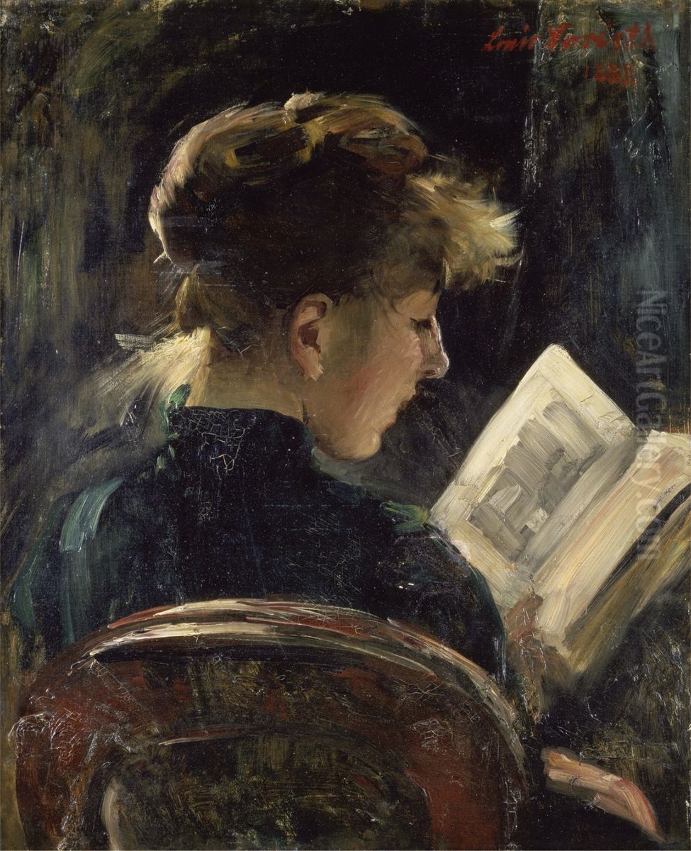 Woman Reading Oil Painting by Lovis (Franz Heinrich Louis) Corinth