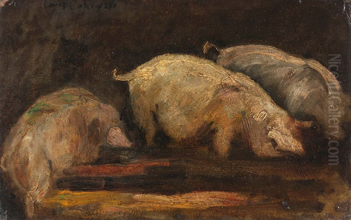 Eating pigs Oil Painting by Lovis (Franz Heinrich Louis) Corinth