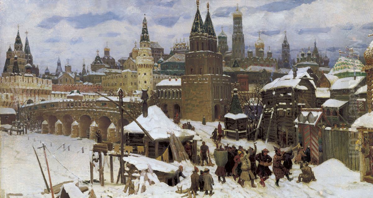 <<Vsehsvatskij kamennyj most. Konec XVII veka>> Oil Painting by Apollinary Vasnetsov